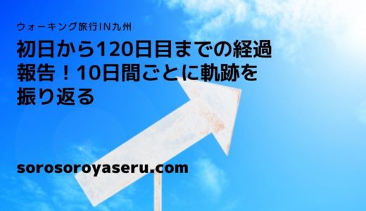 【途中経過】ウォーキングで九州1周、120日目までの移動ルートの公開と10日間ごとの移動分析について
