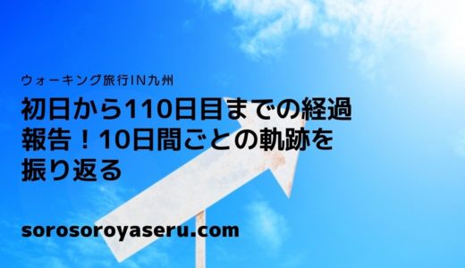 【途中経過】ウォーキングで九州１周、110日目までの移動ルートと10日間ごとの分析